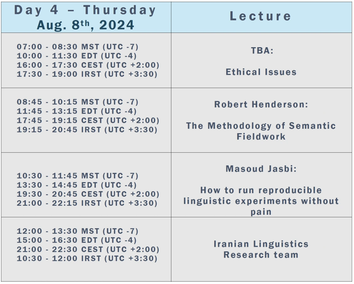 sample schedule