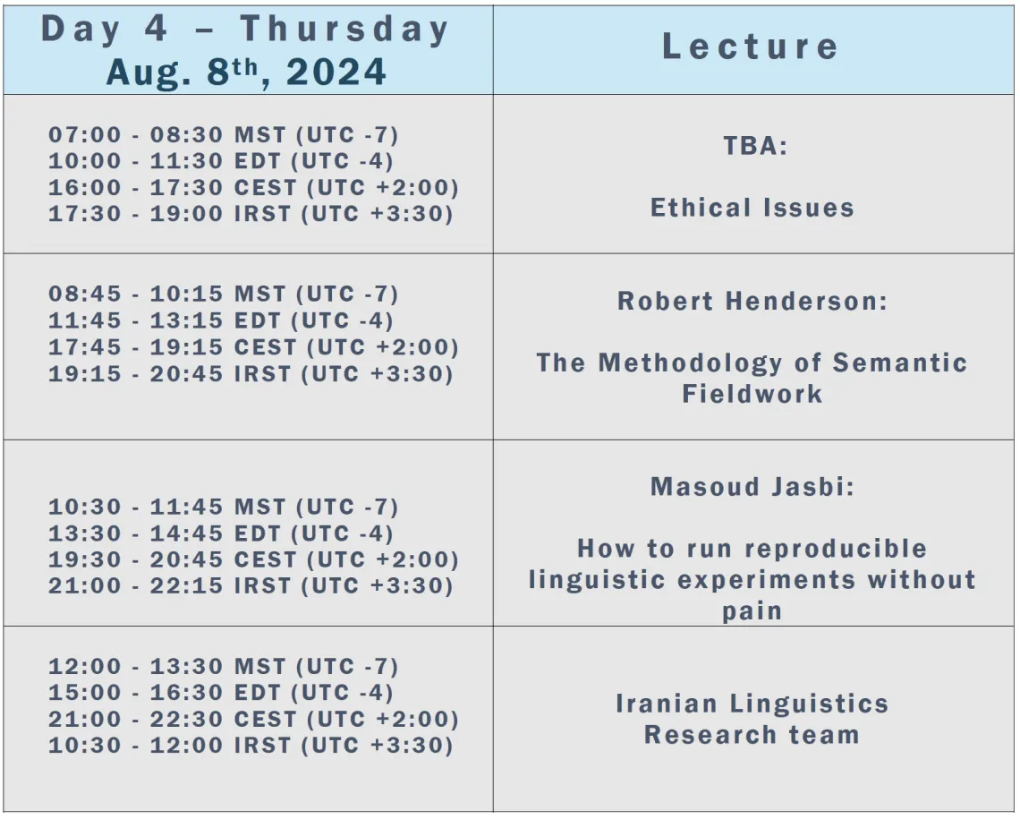 sample schedule