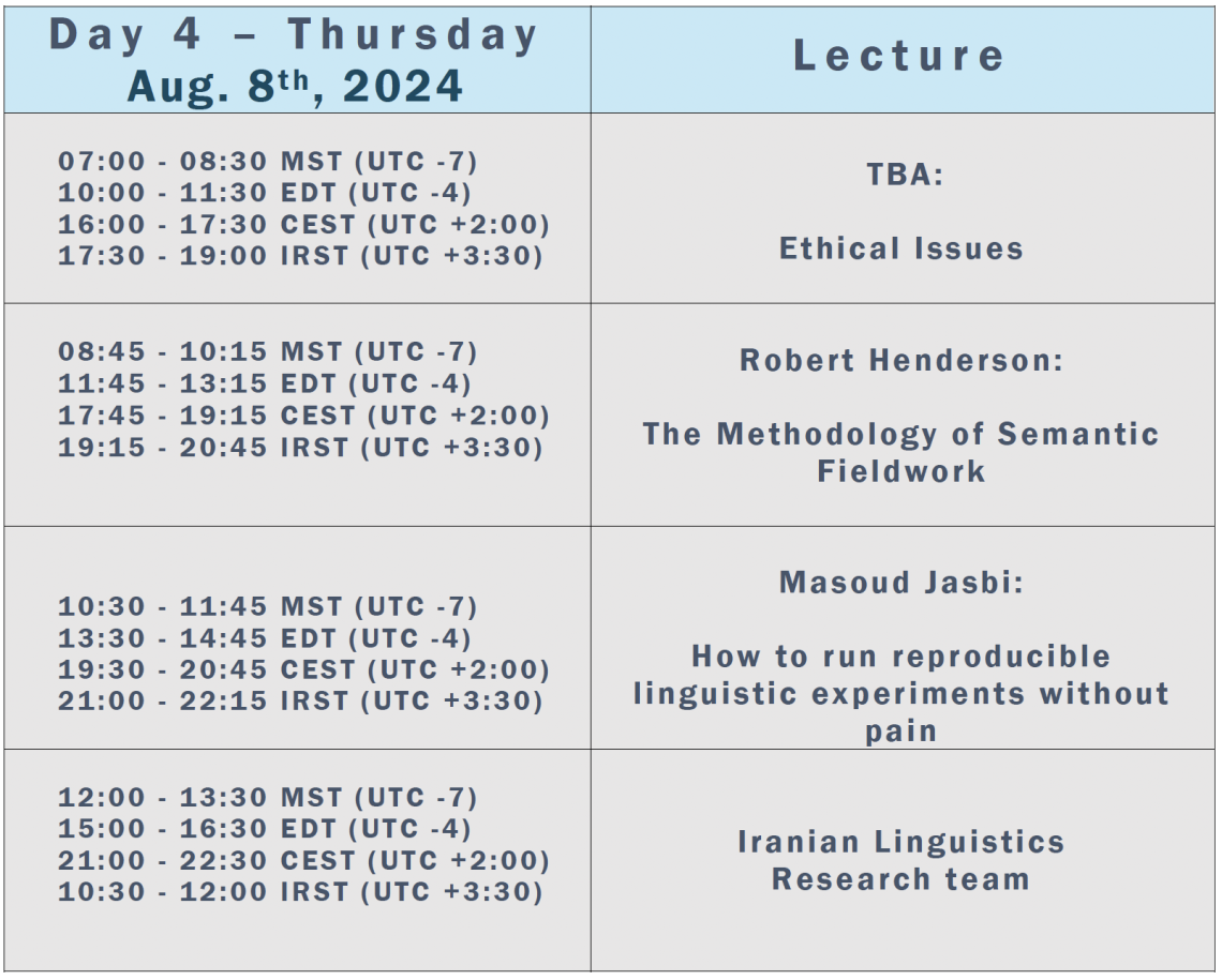 sample schedule